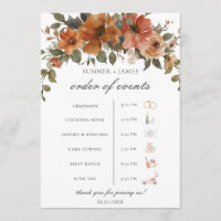 Terracotta Rust Floral Fall Wedding Order of Event