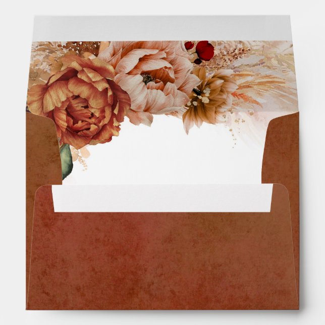 Terracotta Rust Flowers and Pampas Grass Envelope (Back (Bottom))