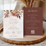 Terracotta Rust Flowers Boho Fall Earthy Wedding Invitation<br><div class="desc">Modern bohemian style wedding invitations featuring watercolor flowers and fall leaves in earthy tones like rust brown,  burnt orange and terracotta. Perfect choice for autumn weddings.</div>