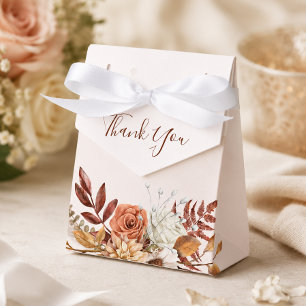 Terracotta Rust Flowers Boho Fall Foliage Wedding Favour Box