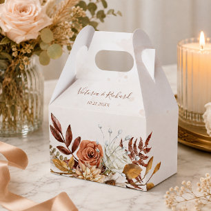 Terracotta Rust Flowers Boho Fall Foliage Wedding Favour Box