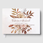 Terracotta Rust Flowers Boho Fall Foliage Wedding Guest Book<br><div class="desc">Modern bohemian style wedding guest book featuring watercolor flowers and fall leaves in earthy tones like rust brown,  burnt orange and terracotta. Perfect choice for autumn weddings.</div>