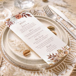 Terracotta Rust Flowers Boho Fall Foliage Wedding Menu<br><div class="desc">Modern bohemian style wedding menu cards featuring watercolor flowers and fall leaves in earthy tones like rust brown,  burnt orange and terracotta. Perfect choice for autumn weddings.</div>