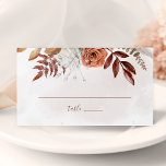 Terracotta Rust Flowers Boho Fall Foliage Wedding Place Card<br><div class="desc">Modern bohemian style wedding place cards featuring watercolor flowers and fall leaves in earthy tones like rust brown,  burnt orange and terracotta. Perfect choice for autumn weddings.</div>