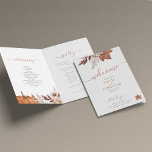 Terracotta rust leaves autumn fall wedding program<br><div class="desc">Modern rustic watercolor botanical flowers,  pumpkin,  foliage,  and dried leaves making a chic autumn fall elegant custom wedding program template with a trendy handwriting calligraphy script and earthy terracotta beige colour palette.                  Easy to personalise it with your details on front and indise!</div>