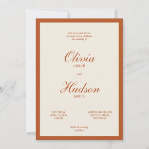 Terracotta Rust Modern Minimalist Script Wedding Invitation