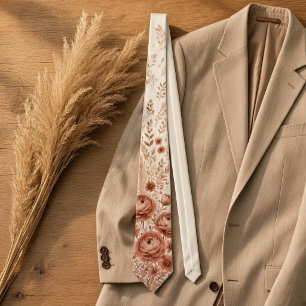 Terracotta Rust Orange Wildflower Fall Boho Tie