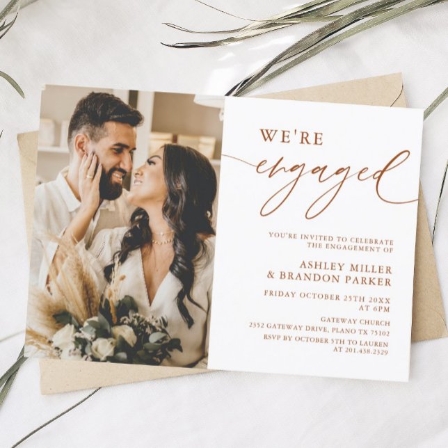 Terracotta Rust Photo Engagement Party Invitation (Creator Uploaded)