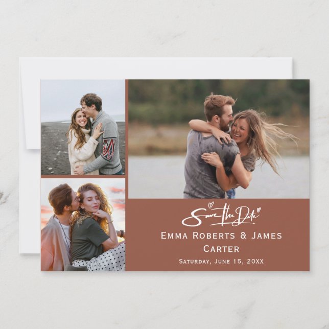 Terracotta Rust Photo Save the Date Card (Front)