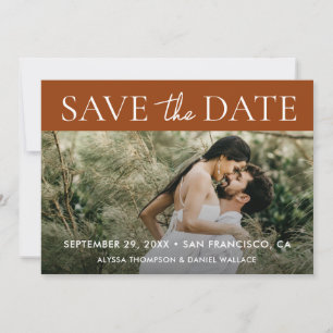 Terracotta Rust Photo Save the Date wedding