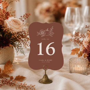 Terracotta Rust Pumpkin Die-Cut Table Number
