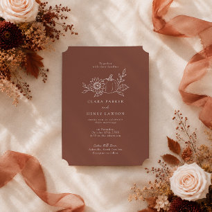 Terracotta Rust Pumpkin Sunflower Wedding Invitation