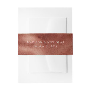 Terracotta Rust Watercolor Personalised Invitation Belly Band