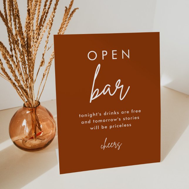 Terracotta Rust Wedding Open Bar Table Sign (Creator Uploaded)