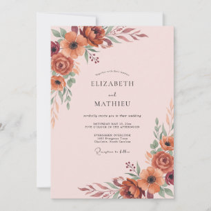 Terracotta Rust Wildflower Wedding Invitation