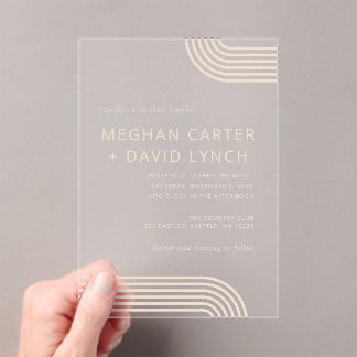 Terracotta Rustic Boho Arched Modern Wedding Acrylic Invitations