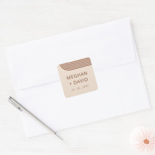 Terracotta Rustic Boho Arched Modern Wedding Square Sticker