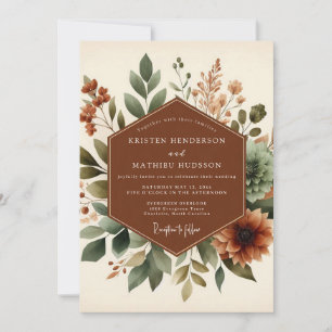Terracotta Rustic Botanical Wedding Invitation