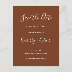 Terracotta Rustic Burnt Orange Save The Date Announcement Postcard