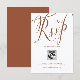 Terracotta Rustic Calligraphy QR Code Wedding RSVP Card