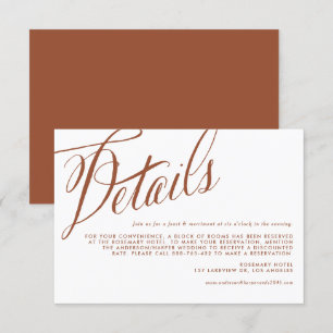 Terracotta Rustic Calligraphy Wedding Details Enclosure Card