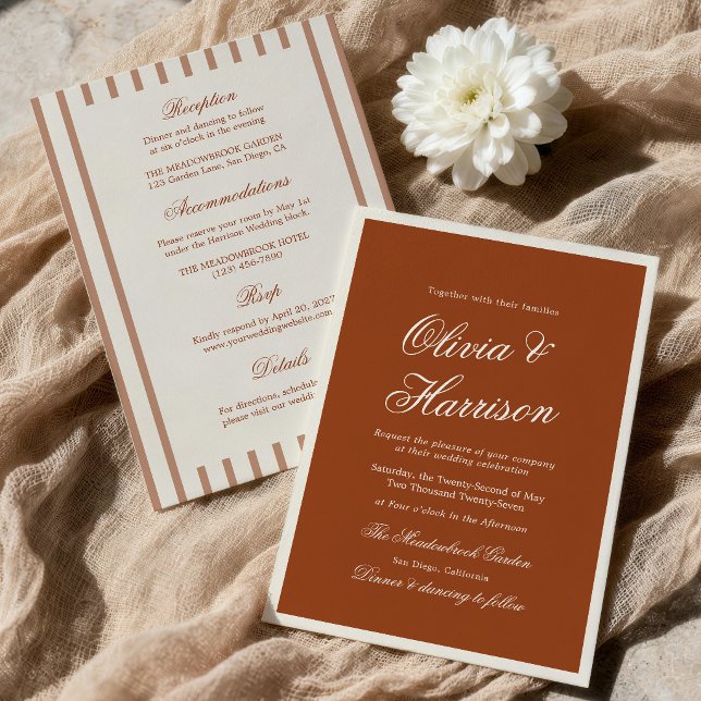 Terracotta Rustic Chic Modern Wedding Invitation (Creator Uploaded)