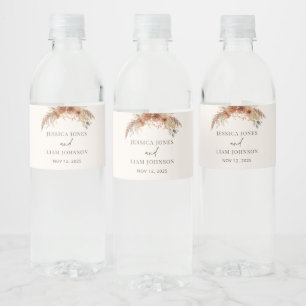 Terracotta Rustic Fall Floral Wedding Favours Water Bottle Label