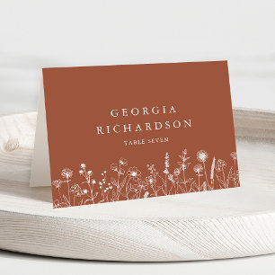 Terracotta Rustic Fall Wildflower Place Card
