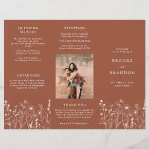 Terracotta Rustic Fall Wildflower Wedding Program 