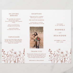 Terracotta Rustic Fall Wildflower Wedding Program