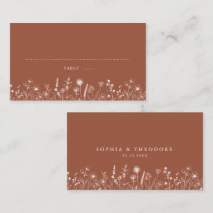 Terracotta Rustic Floral Fall Wildflower Wedding Place Card