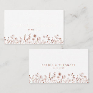 Terracotta Rustic Floral Fall Wildflower Wedding Place Card