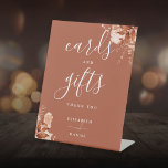 Terracotta Rustic Floral Script Cards And Gifts Pedestal Sign<br><div class="desc">This elegant rustic floral cards and gifts sign is perfect for all celebrations. Designed by Thisisnotme©</div>