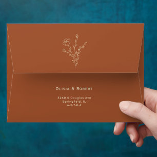 Terracotta Rustic Floral Wedding Envelope