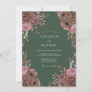 Terracotta Rustic Floral Wedding Invitation