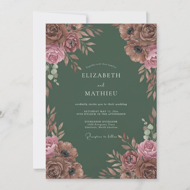 Terracotta Rustic Floral Wedding Invitation (Front)