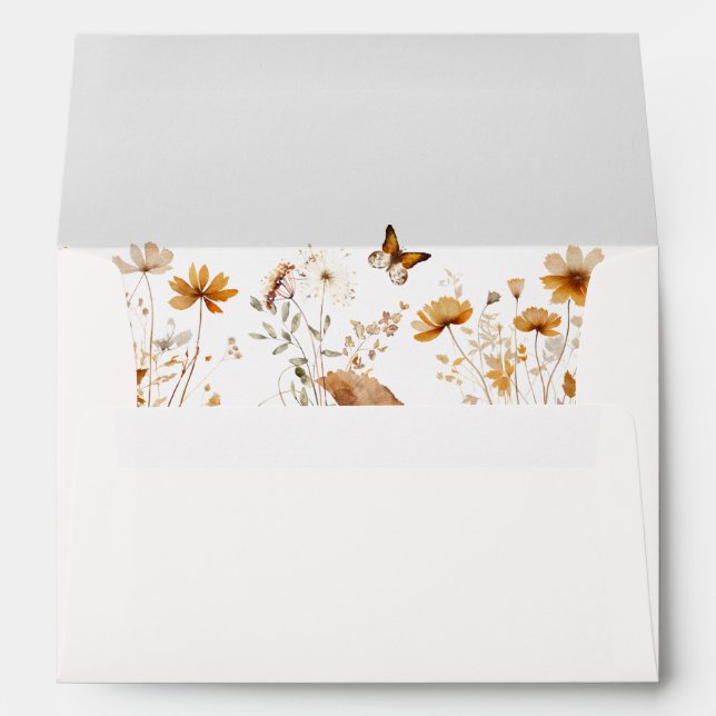 Terracotta Rustic Wedding Wildflower Envelope (Back (Bottom))