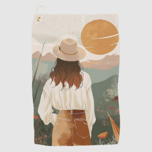 Terracotta Sage Boho Desert Valley Sunset Golf Towel