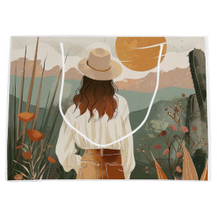 Terracotta Sage Boho Desert Valley Sunset Large Gift Bag