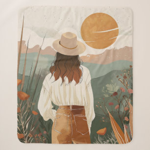 Terracotta Sage Boho Desert Valley Sunset Sherpa Blanket