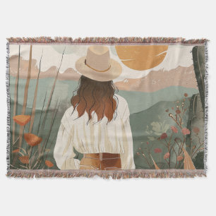 Terracotta Sage Boho Desert Valley Sunset Throw Blanket