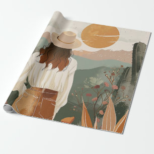 Terracotta Sage Boho Desert Valley Sunset Wrapping Paper