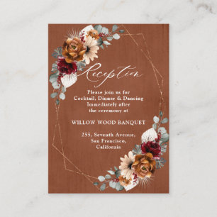 Terracotta Sage Burgundy Floral Geometric Wedding Enclosure Card
