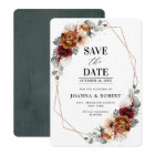 Terracotta Sage Burgundy Floral Geometric Wedding