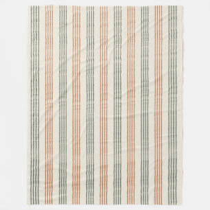 Terracotta Sage Modern Minimalist Stripe Boho  Fleece Blanket