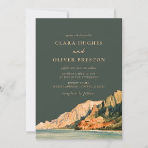 Terracotta Sage Script Kauai Sea Cliff Wedding  Invitation