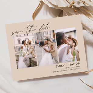 Terracotta Save the Date 3 Photo Elegant Postcard