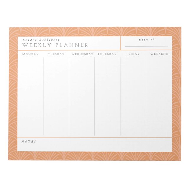 Terracotta Scallops Weekly Planner Notepad (Front)