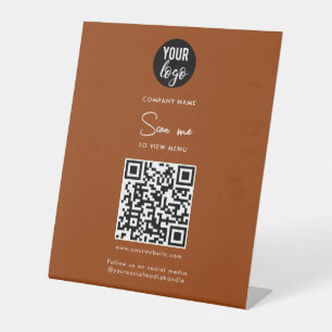 Terracotta  Scan Me To View Menu Order QR Code Pedestal Sign