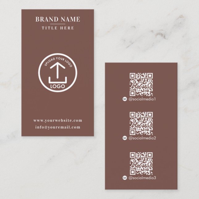 Terracotta Scannable Digital Contact QR Code Logo Business Card (Front/Back)
